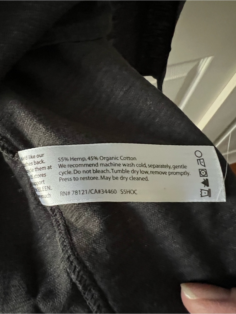 LIKE NEW! — Eileen Fisher Hemp/Organic Cotton Sleeveless Dark Grey Midi Dress - Picture 6 of 6